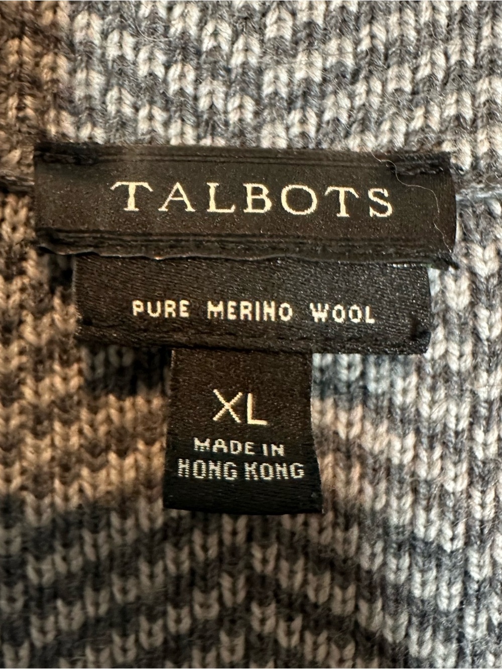TALBOTS Women's XL Gray Herringbone Button Jacket Sweater Open Cardigan - Picture 5 of 12